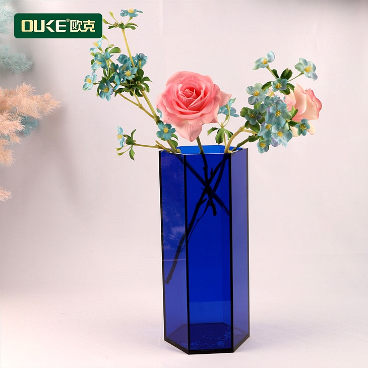亚克力半透蓝六面永生花盒、多种颜色可选花盒